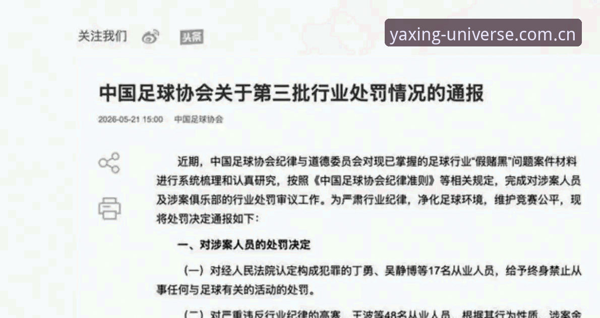 中国足协第三批禁足名单:3大类别17人终身禁足,48人遭行业严惩
