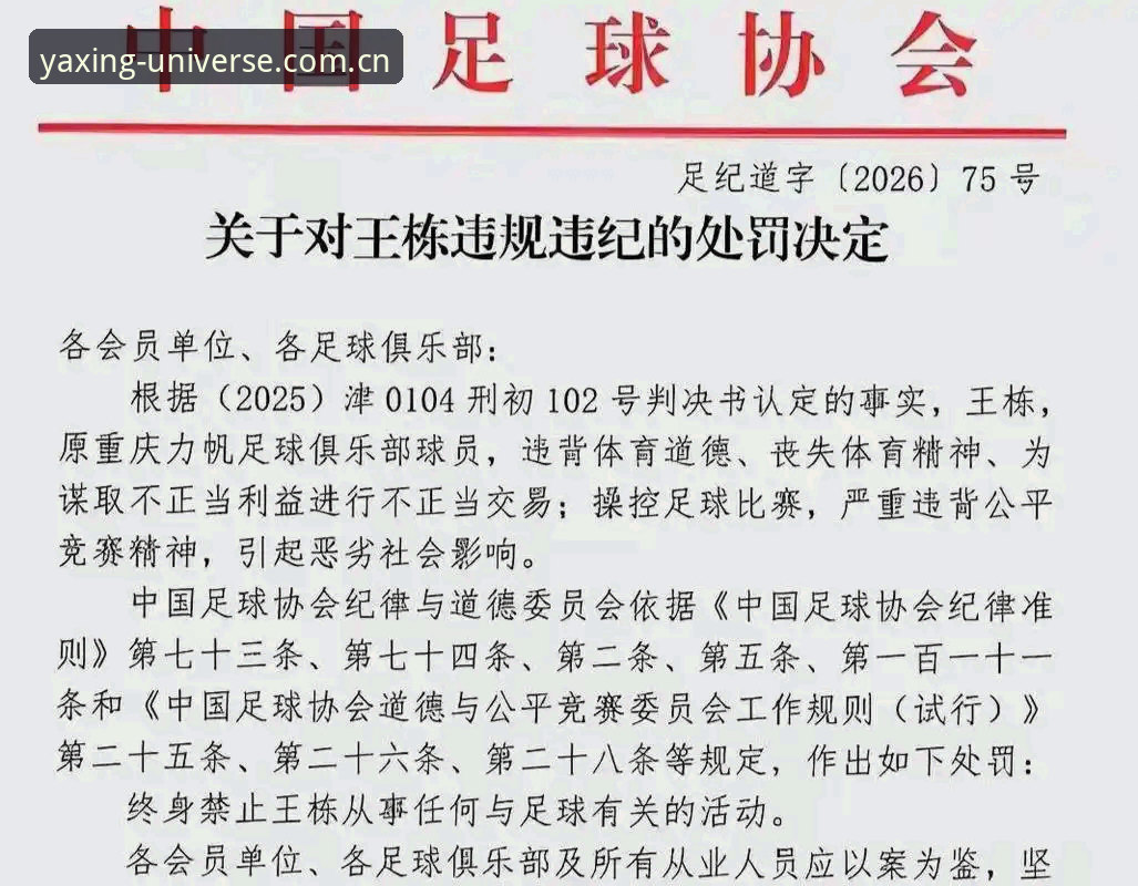 亚星体育正版下载 中国足协第三批禁足名单:3大类别17人终身禁足,48人遭行业严惩